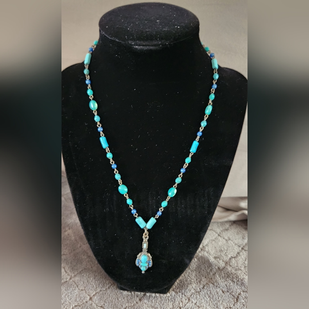 Turquoise Beaded Y Necklace